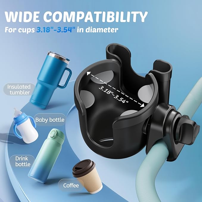 Christmas Stocking Stuffers White Elephant Gifts for Adults: Guiseapue Cup Holder for Walker, Stroller Cup Holder Attachment with Phone Holder, Wheelchair Essentials Bike Scooter Accessories