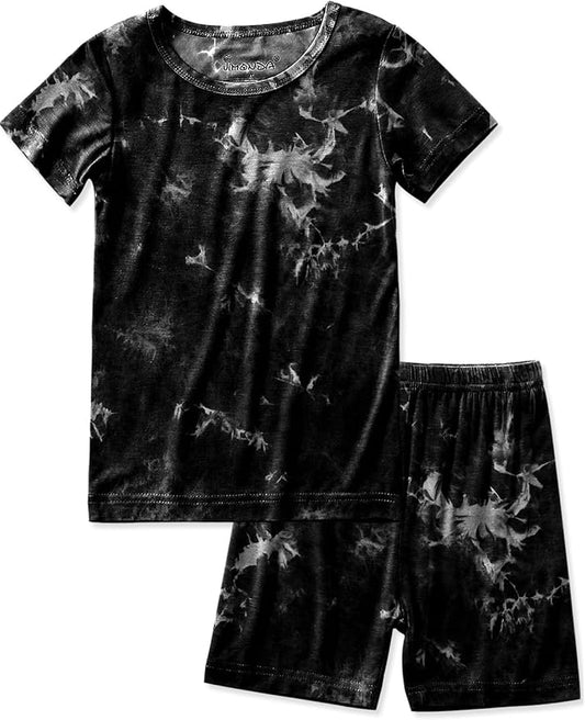 Jimonda Baby/Toddler Soft Sleepwear Short sleeve Kids Cool Pajama Outdoor 2-Piece Shirt&Shorts Casual sets Tie Dye PJ