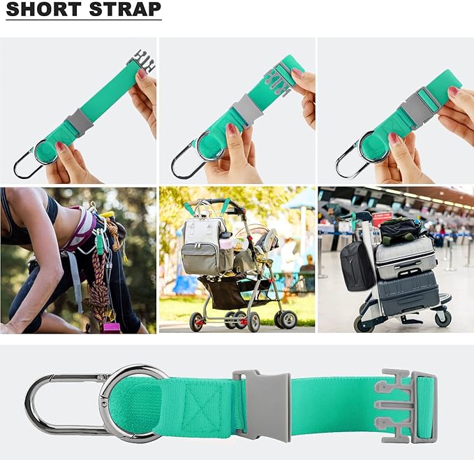 Elastic Jacket Gripper with D-Ring Hook and Buckle, ZINZ D-Ring Hook Baggage Suitcase Straps Belts Travel Accessories, Makes Your Hands Free