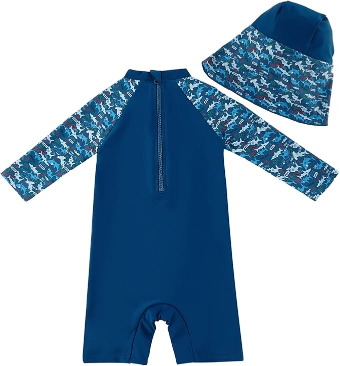 UMELOK Baby Boys UPF 50+ Sun Protection One Piece Rashguard Swimsuit with Snap Bottom
