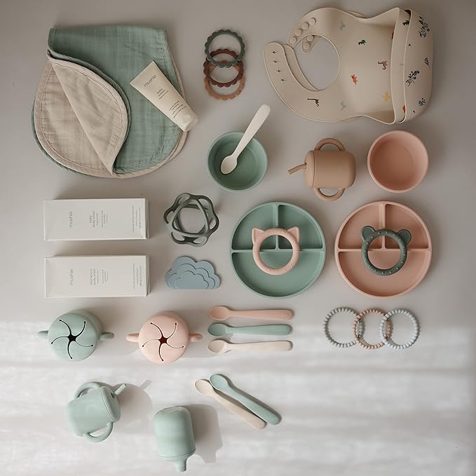 mushie Silicone Baby Teether Ball Toy (Dried Thyme)