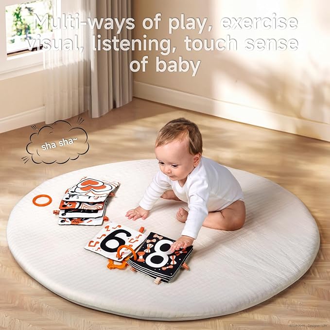 TUMAMA KIDS Black and White Baby Toys, High Contrast Rattle Toy & Soft Book Set,Hanging Toys for Baby Gym,Car Seat Toys for Babies,Early Educational Toys for Infant Babies 0 3 6 9 12 Month