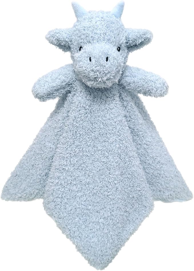 Baby Blue Dragon Soft Stuffed Animal Security Blanket, Plush Dinosaur Character Lovey Blanket, Baby Shower/Nursery Gift, Newborn Infant Toddler Snuggle Blankie for Boys Girls, 14 Inches