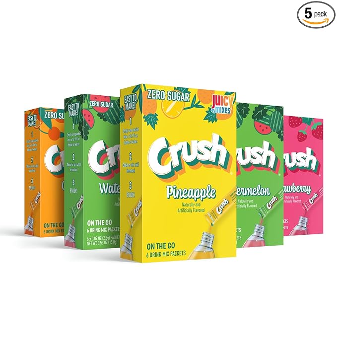 Crush- Powder Drink Mix - Sugar Free & Delicious (Summer Variety, 30 Sticks)