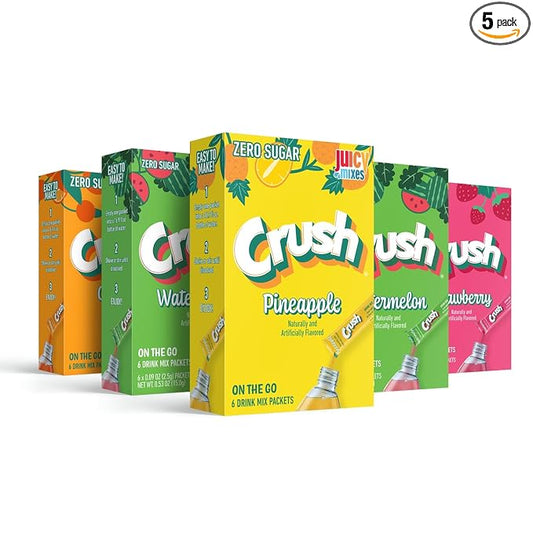 Crush- Powder Drink Mix - Sugar Free & Delicious (Summer Variety, 30 Sticks)