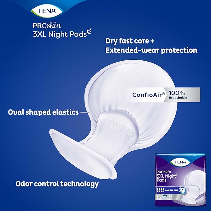 TENA ProSkin Incontinence Pads 3XL Overnight For Men & Women 48 Count