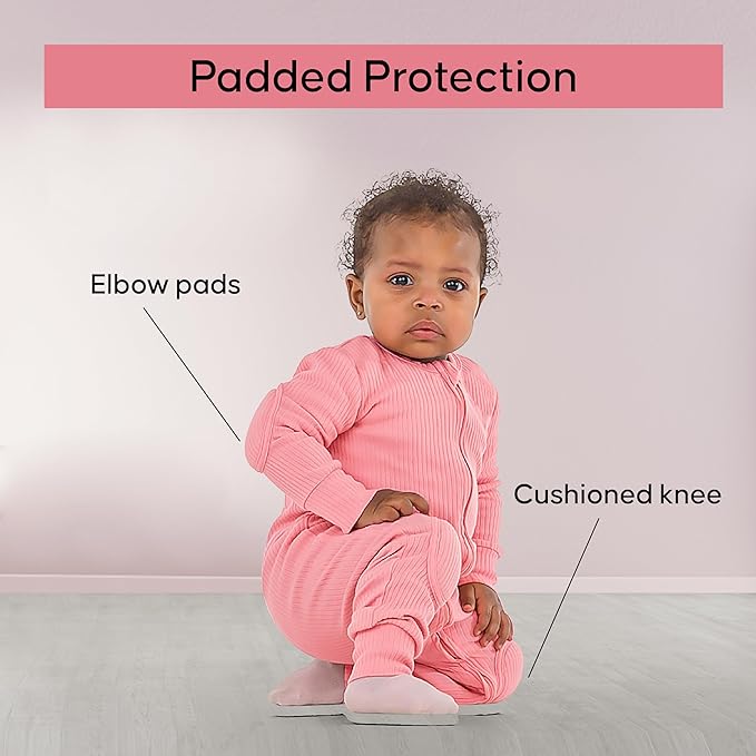 Premium Baby Romper Onesie - 100% Cotton, Double Zipper, Knee & Elbow Pads Extra Safety with Peace of Mind