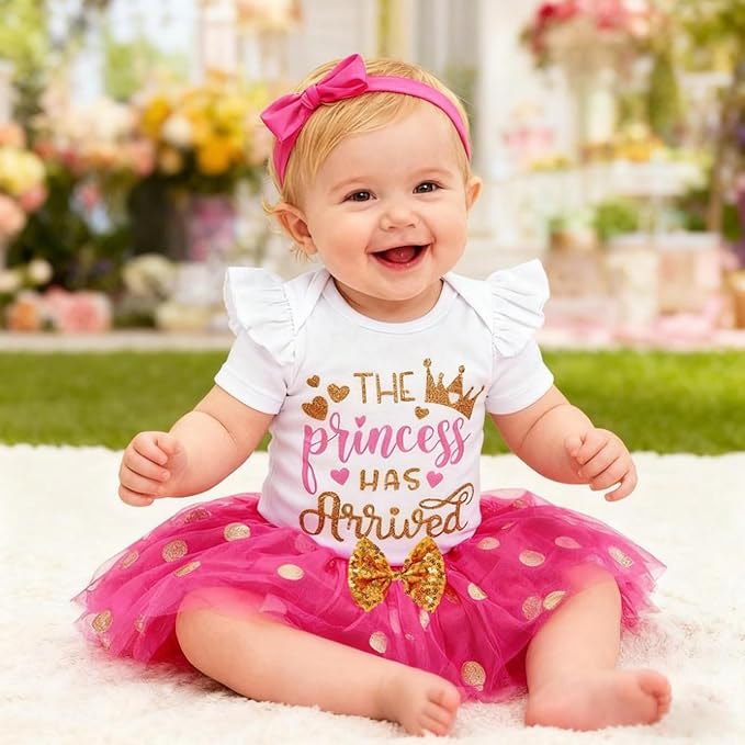 Newborn Baby Girl Outfits Infant Letter Print Romper+Tutu Skirt+Headband+Legging Warmer Coming Home Clothes Set