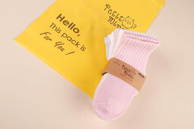 Bella Seamless-Toe Turkish Cotton Ribbed Crew Socks - Stylish and Cozy 6-Pack Baby & Toddler Socks