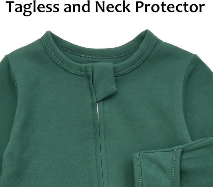 Aablexema Baby Footie Pajama with Mitten Cuffs, Double Zipper Infant Cotton clothes Sleeper Pjs, Footed Sleep Play