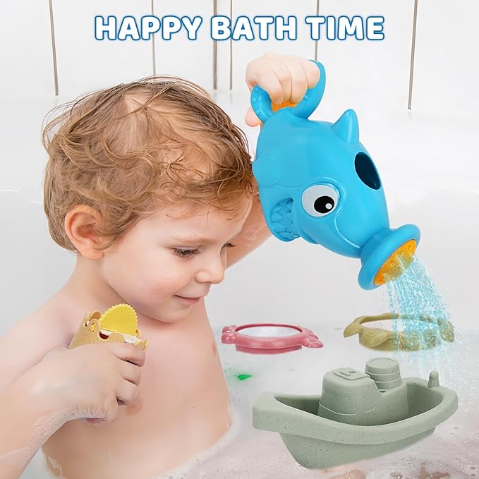 Baby Bath Toys for Toddlers 1-3, 14 Pcs Bathtub Toys for for Kids Age 2-4,Mold Free Bath Boat with Stacking Cup & Watering Can , Water Table Toys for Infants Boys Girls Babies 6-12-18 Months