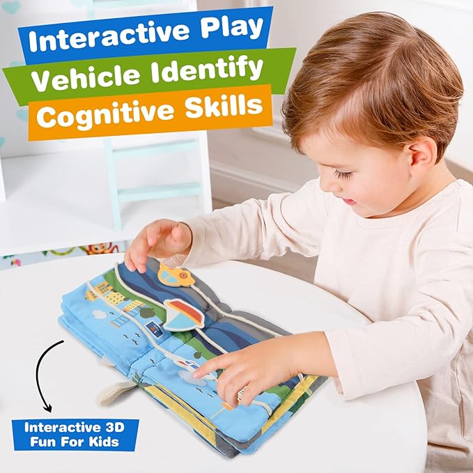 Richgv Baby Books Toys 6-12 Months, Baby Sensory Toys Activity Book Busy Book Learning Toys Travel Toys Soft Cloth Baby Books Touch and Feel Crinkle Book Infant Stroller Toys