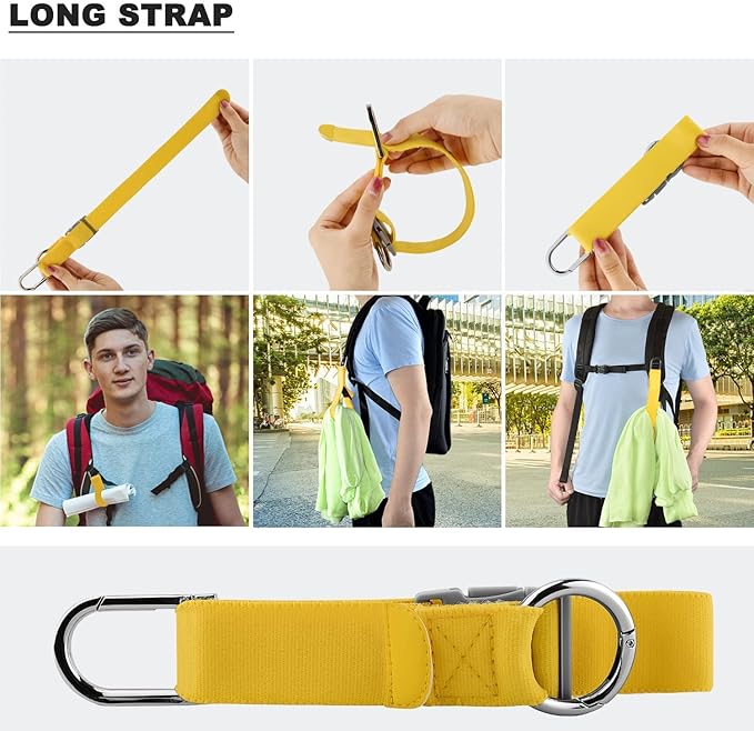 Elastic Jacket Gripper with D-Ring Hook and Buckle, ZINZ D-Ring Hook Baggage Suitcase Straps Belts Travel Accessories, Makes Your Hands Free