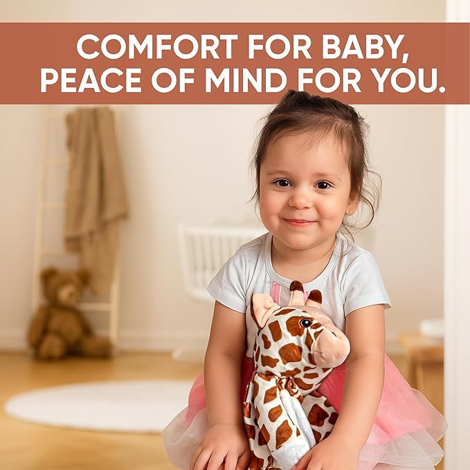 Love By Emi Baby Music Lovey Brown Giraffe, Baby Sleep Soother for Crib & Cuddle Bedtime, White Noise with Heartbeat & Lullaby, Plush Sound Machine Toy, Stuffed Animal for Newborns, Infants & Toddlers