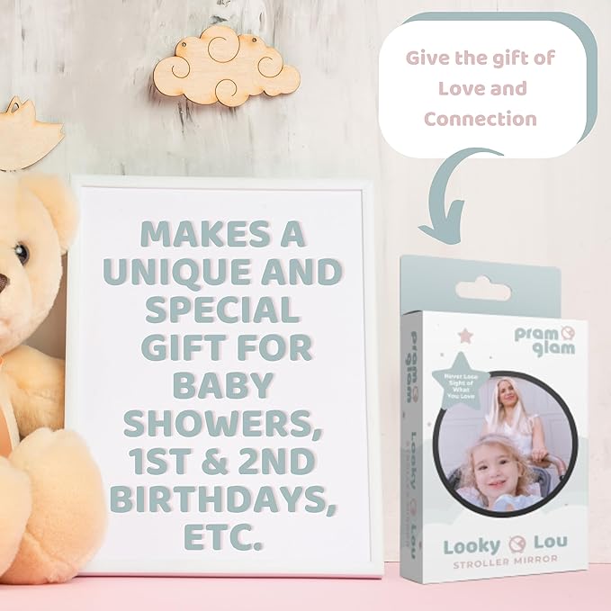 Original Stroller Mirror- See Baby's Face on Walks. Rear View Mirror for Prams and Strollers. Easy Connection. Universal Stroller Accessory for Safety and Connection.