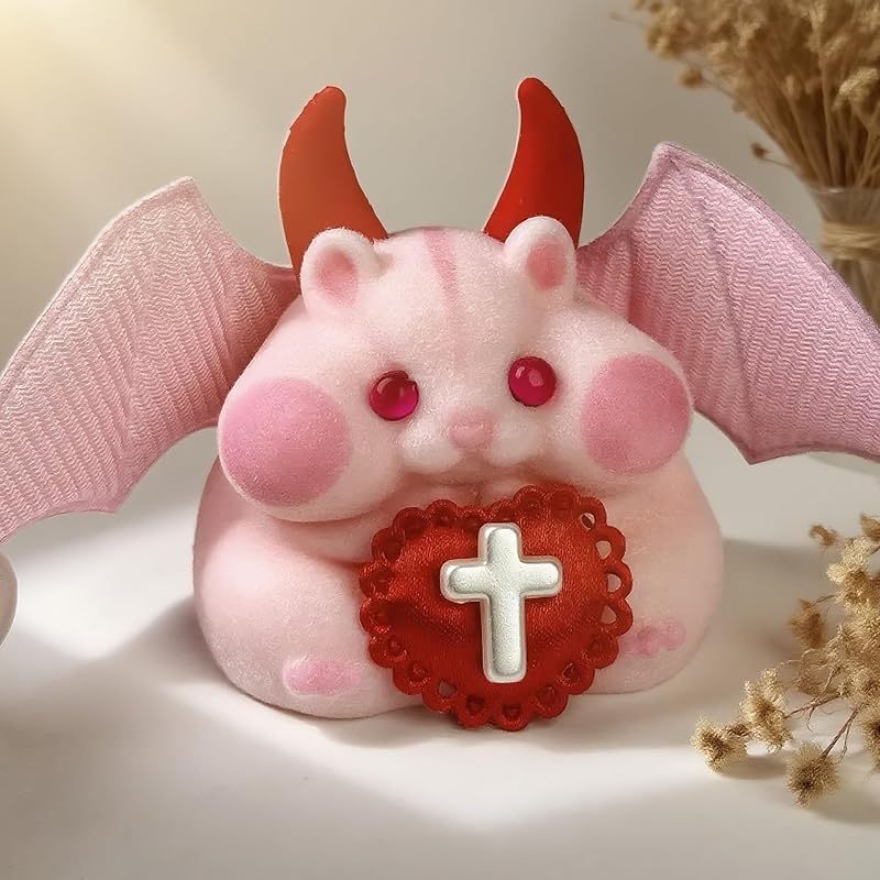 Handmade Taba Squishy Hamster Toy, Cute Squishy Hamster Fidget Toy, Realistic Hamster Toy, Soft Silicone Mochi Furry Toy, Stress Relief Gift for Adults & Kids, Halloween Decor((Pink Monster)