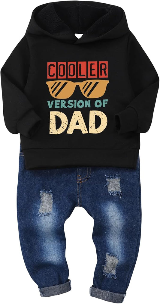 NZRVAWS Baby Boy Clothes Toddler Boy Outfit 2 3 4T 6 12 18 24 Month Fall Winter Hoodie Ripped Jeans Clothing