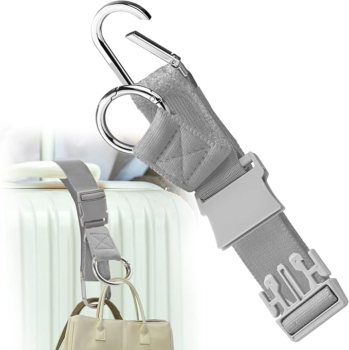 Elastic Jacket Gripper with D-Ring Hook and Buckle, ZINZ D-Ring Hook Baggage Suitcase Straps Belts Travel Accessories, Makes Your Hands Free