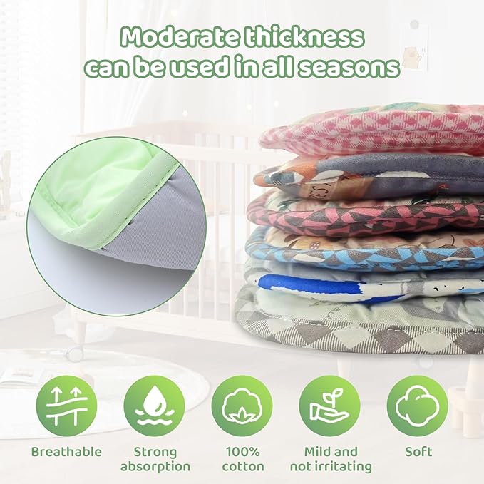 Baby Stroller Cushion,Infant Car Seat Insert-Reversible Universal Breathable and Soft Newborn Stroller Mat,100% Cotton Cover Toddler Seat Pad Liner-34x78cm,1 Pack(Gray+Neon Green)