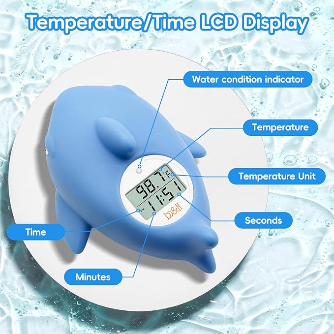 b&h Baby Bath Thermometer - Shark Thermometer for Water Temperature Monitoring, Digital Water & Room Temperature Reader, Safty Toddler Bathtub Floating Toy