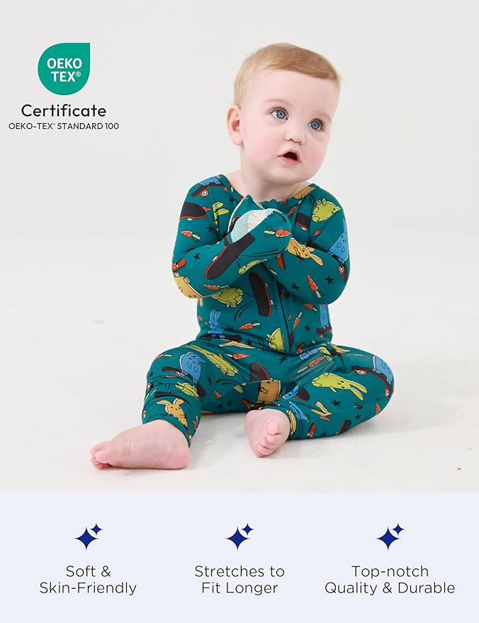 Footless Pajamas Baby Boy Girls, Viscose from Bamboo Baby Pajamas, Two Way Zipper Sleepers, Newborn Pjs