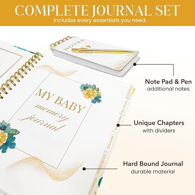 Pregnancy Journal Keepsake Book, 97 Page Hardcover Pregnancy Book, Baby Keepsake Book, Baby Books from Birth, Pregnancy Planner, Baby Book Keepsake, Pregnancy Journal for New Moms, Includes Pen , note block.