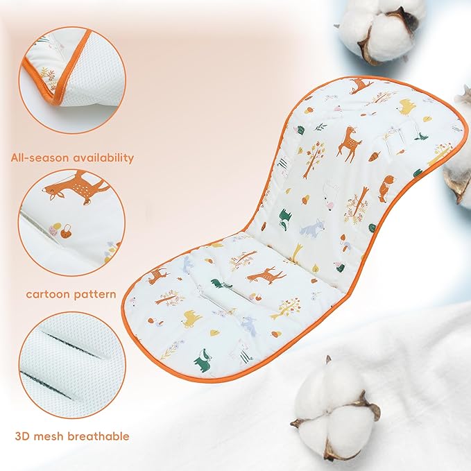 Universal Baby Stroller Seat Liners,Reversible Soft and Comfortable Baby Stroller Seat Cushion,Kids Seat Pads for Toddlers & Preschoolers -30 * 13.8'',1 Pack(Autumn Forest)