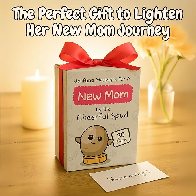 New Mom Gifts for Women - Crochet Potato with 30 Empowering Affirmations for New Moms - Women Gift for Baby Shower, Christmas, Birthday - Postpartum Gift Idea for 1st Time Mother After Birth