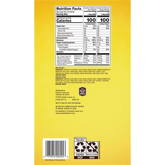 Snyder's of Hanover Variety Pack Pretzels, 20 Count 0.92 Oz