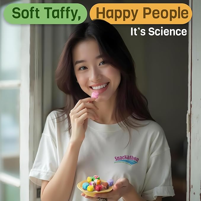 Snackathon Salt Water Taffy Assorted Mix – 24 Flavor Variety, Bulk 4 LB Party Size, Soft & Chewy Gourmet Candy, Approx. 280+ Individually Wrapped Pieces