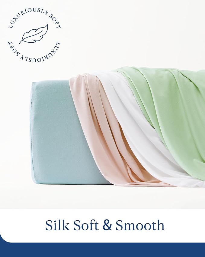 PurComfy Supersoft Crib Sheets 2-Pack, Premium Bamboo Viscose Stretchy Fitted Crib Sheet, Hypoallergenic Breathable Crib Sheets Boy Girl, Neutral Baby Crib Mattress Sheet, 9'' Extra Deep Pocket