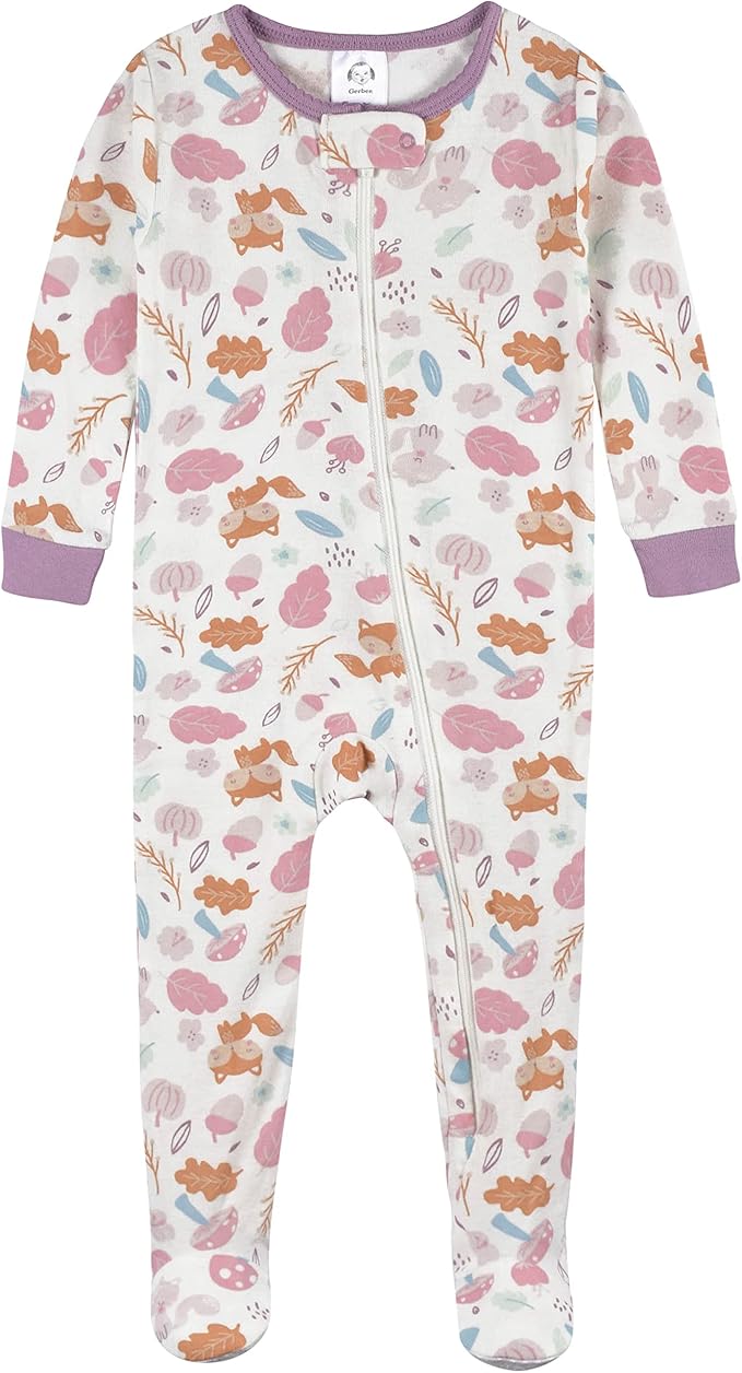 Gerber Baby Girls' 2-Pack Footed Pajamas