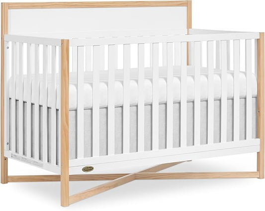 Dream On Me Owen 5-in-1 Convertible Full-Size Baby Crib in Vintage White Oak, GreenGuard Gold & JPMA, Converts to Toddler, Day, & Full-Size Bed Non-Toxic Paint, Safe Sleep Environment