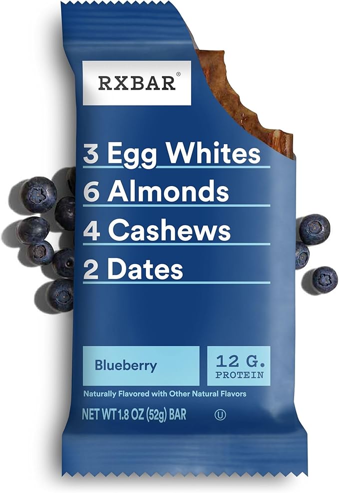RXBAR Protein Bars, Protein Snack, Snack Bars, Blueberry, 22Oz Box (12 Bars)