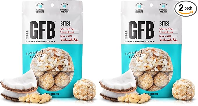 The GFB Coconut Cashew Protein Bites - Gluten Free Protein Balls - Non GMO, Soy Free, Vegan - Snack Size Plant Based Energy Balls, 4 oz (1 Count) (Pack of 2)