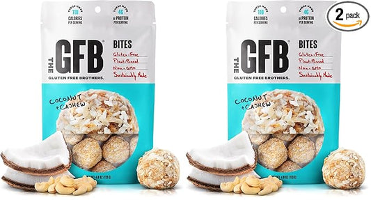 The GFB Coconut Cashew Protein Bites - Gluten Free Protein Balls - Non GMO, Soy Free, Vegan - Snack Size Plant Based Energy Balls, 4 oz (1 Count) (Pack of 2)