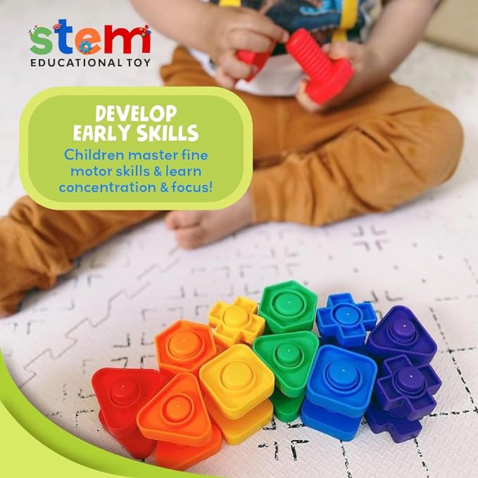 Skoolzy 24 Pc Jumbo Nuts and Bolts - STEM Motor Skills & Therapy Activity Set for Kids & Seniors