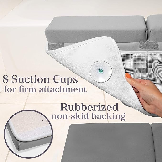 Premium Bath Kneeler, Baby Bath Kneeler and Elbow Rest Pad Set, Kneeling Pad for Bathing Baby, Knee Pads for Bathing Babies (Gray, X-Large (22 Inches × 15 Inches))