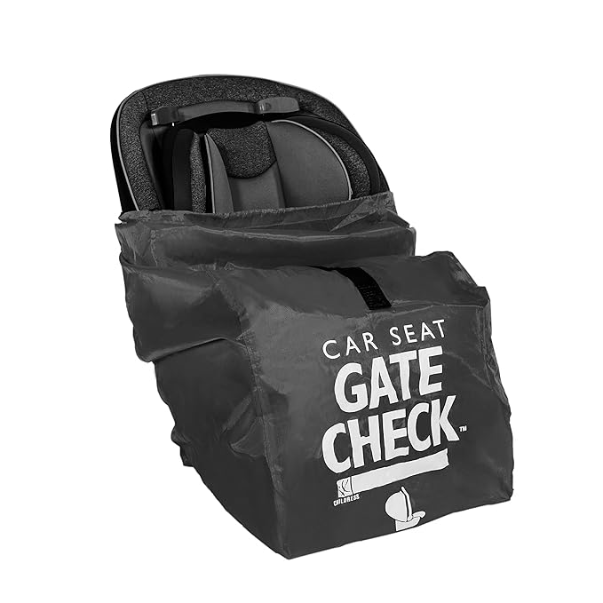 J.L. Childress Gate Check Bag for Car Seats - Travel Bag for Airplane, Fits All Baby & Infant Car Seats, Airport Accessories for Gate Check, Flying Essentials, AirTag Compatible - Black