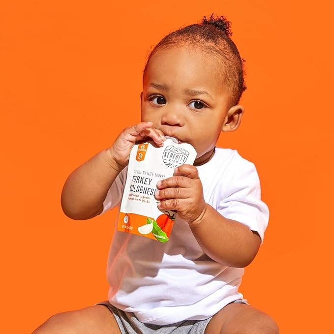 Serenity Kids Bone Broth Puree Made With Organic Veggies | Clean Label Project Purity Award Certified | 3.5 Ounce BPA-Free Pouch | Free Range Turkey Bolognese | 1 Count