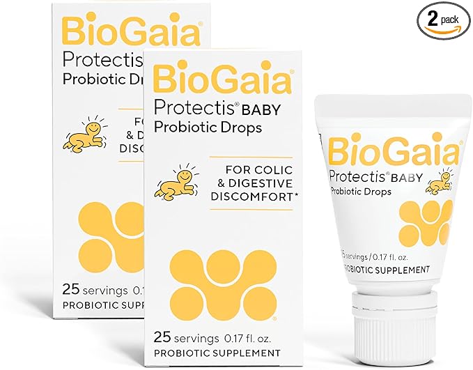 BioGaia Protectis Baby Probiotic Drops | Baby Essentials for Colic & Gas Relief | Safe for Newborns | Ease Crying, Fussing, Colic, Gas, Spit-ups & Constipation | No Dairy, Soy & Gluten | 5mL (2-Pack)