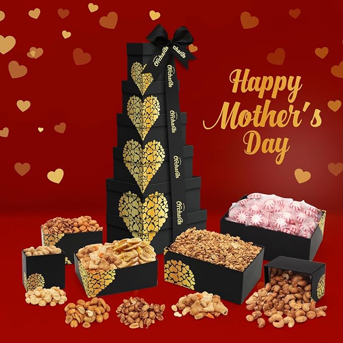 Nuts gift Basket Tower, Heart Design 6 Tier Food Baskets for Men and Women.
