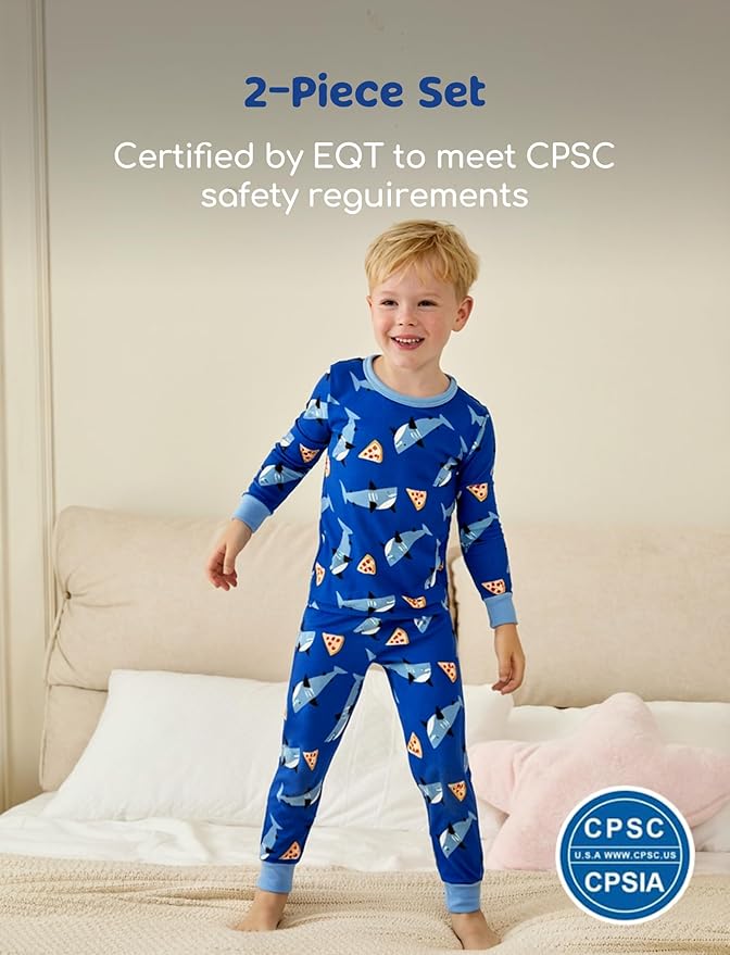 PATPAT Bamboo Viscose Pajama Sets for Toddler Boys & Girls Baby Kids, Ultra-soft Snug fit Pjs Sleepers for Birthday Holiday