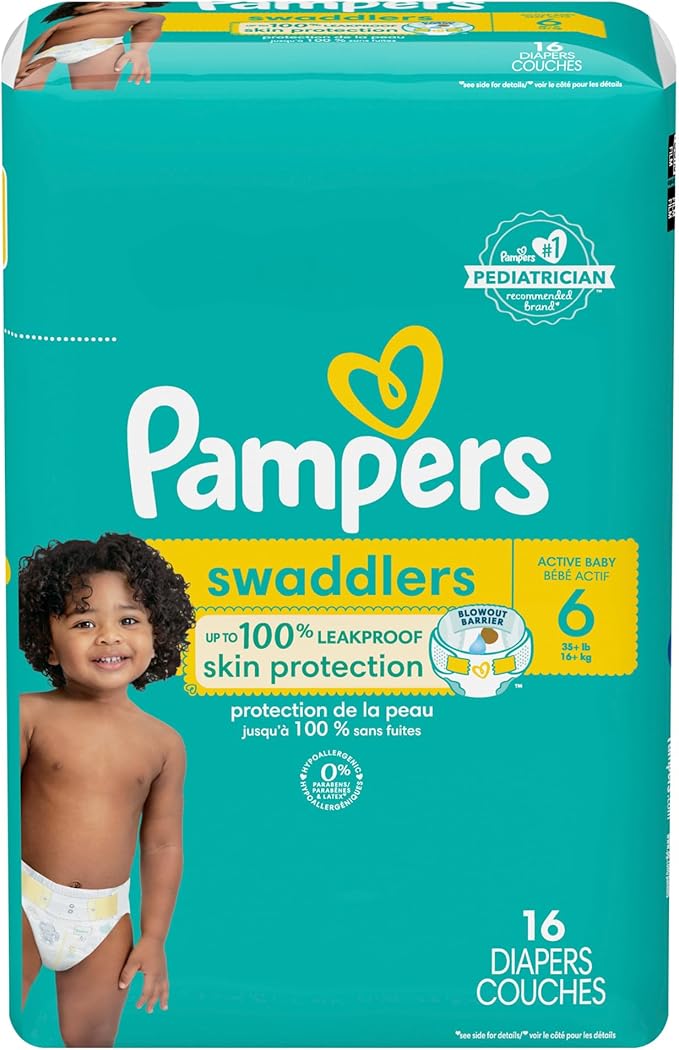 Pampers Baby Diapers - Swaddlers - Size 6, 16 Count, Ultra Absorbent Disposable Infant Diaper
