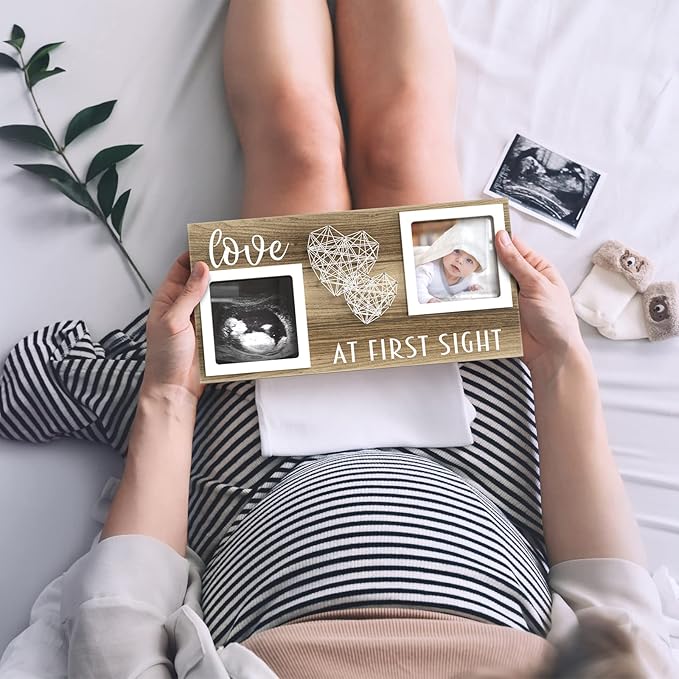 Baby Sonogram Picture Frame for 3" x 3" Ultrasound Photo - Pregnancy Announcements Ideas - Gender Reveal Baby-Shower Gift - New Mom Expecting Parents to Be Keepsake Gifts - Nursery Décor