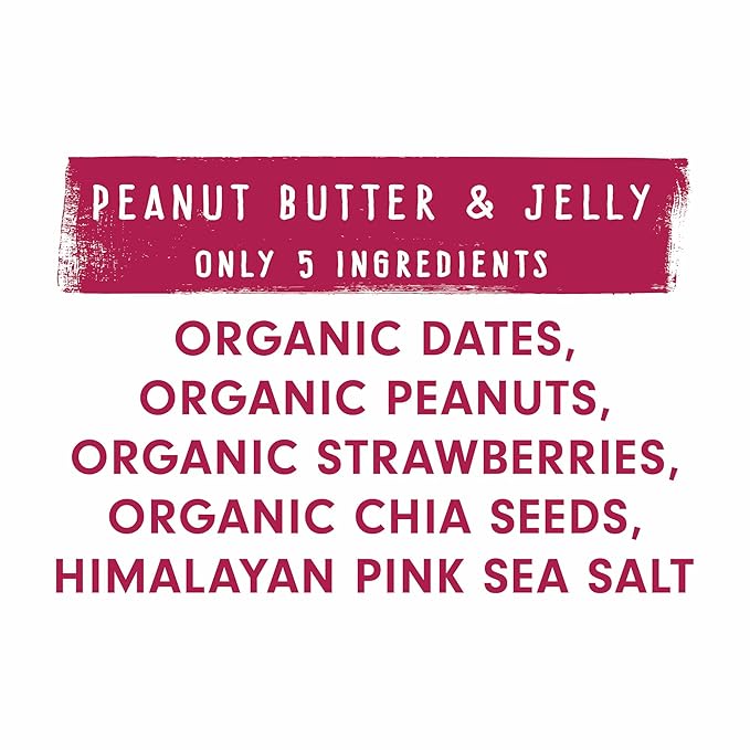 JONESBAR (Peanut Butter and Jelly, 12 Count (Pack of 1)), USDA Organic Fruit & Nut Bar, Non-GMO, Kosher, Vegan, Gluten Free, Simple Snack Bar