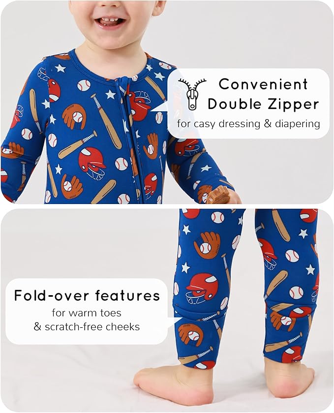 Footless Pajamas Baby Boy Girls, Viscose from Bamboo Baby Pajamas, Two Way Zipper Sleepers, Newborn Pjs