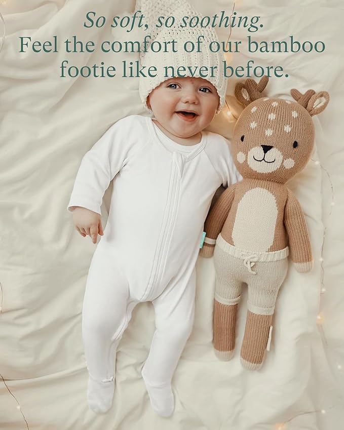 PurComfy Baby Zipper Footie Pajamas, Supersoft Bamboo Rayon Baby Footed Pjs Boy Girl 0-3-6-9-18-24 Month Coverall Sleepers