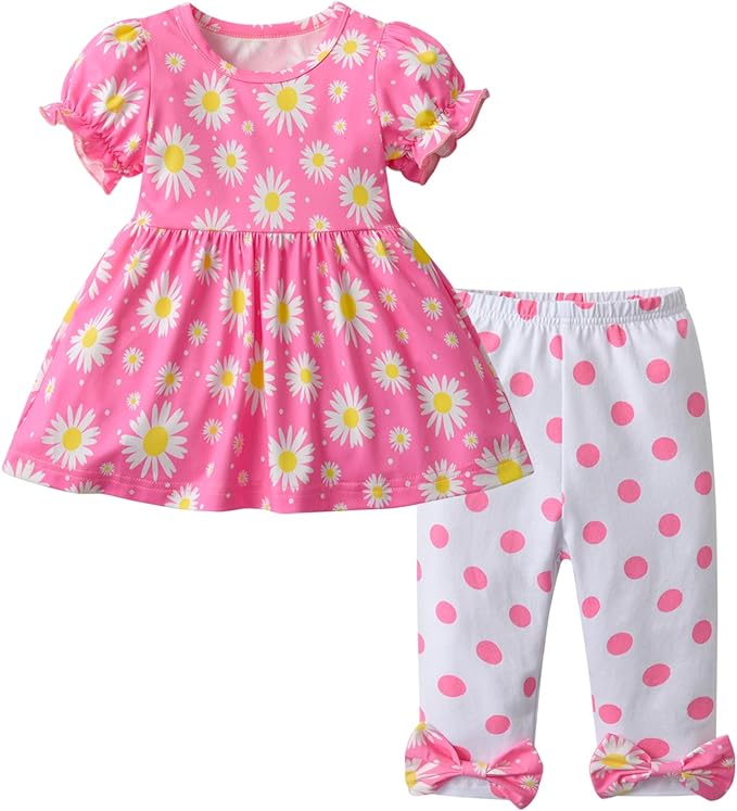 3PCS Baby Girl Clothes Ruffle Floral Shirt Tops Pants Headband Outfit Sets