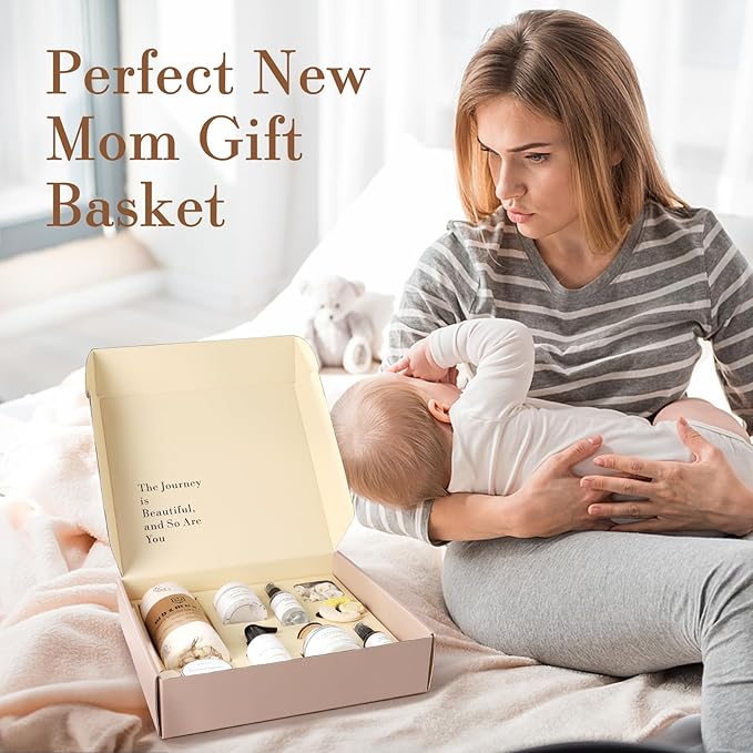 New Mom Gifts for Women, 11 Luxury New Mom Care Package After Baby, Pregnancy Gifts for Expecting Mom to Be, Postpartum Gifts Basket with New Baby Essentials for Baby Shower, First Time Mommy